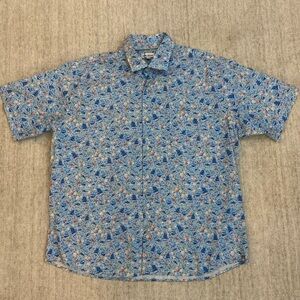 Peter Millar Men’s Print Short Sleeve Button Up Cotton Dress Shirt. Size XL